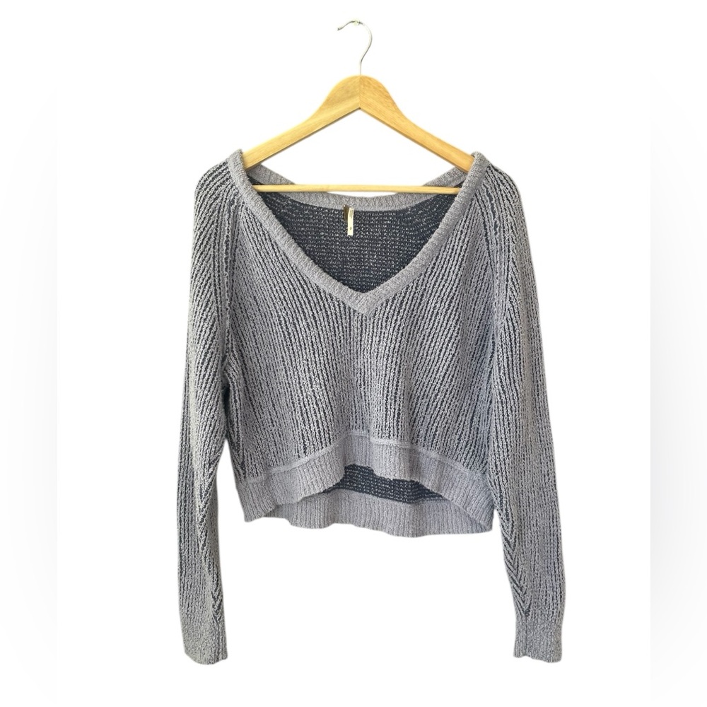 FREE PEOPLE Purple Crop Knit Sweater